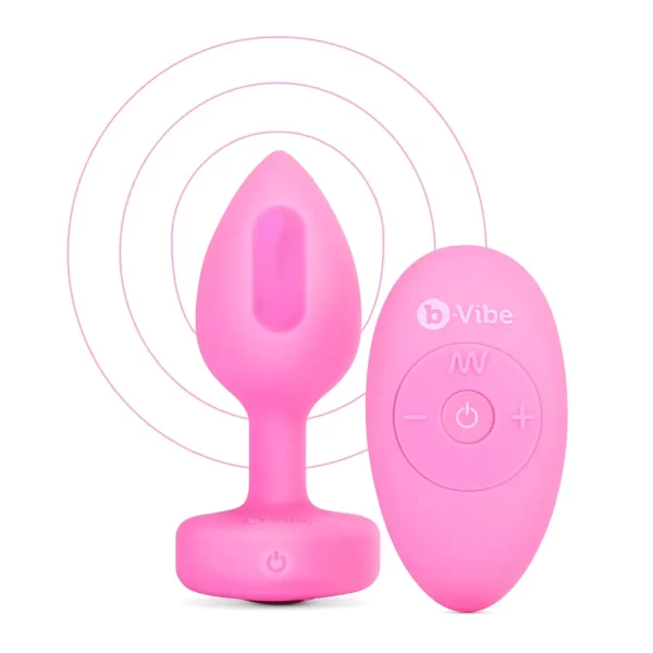 b-Vibe Vibrating Heart Butt Plug Pink Small Medium - Image 4