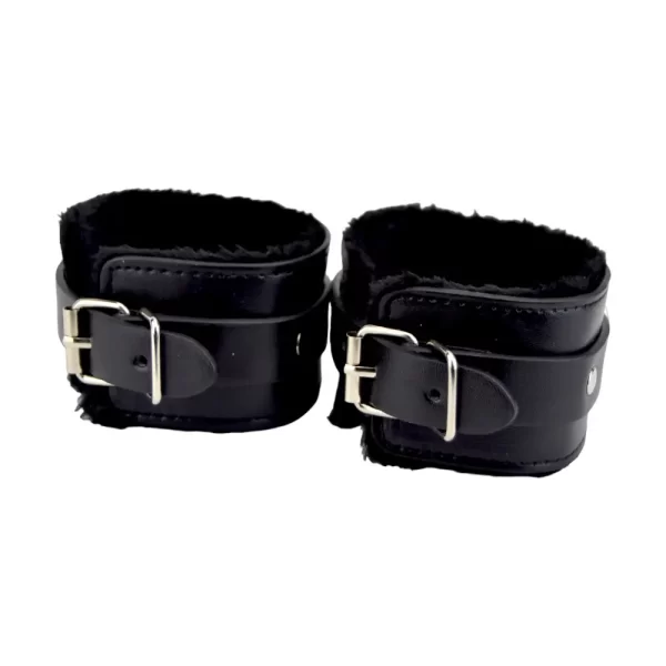 Bound to Please Furry Plush Wrist Cuffs Black - Image 4