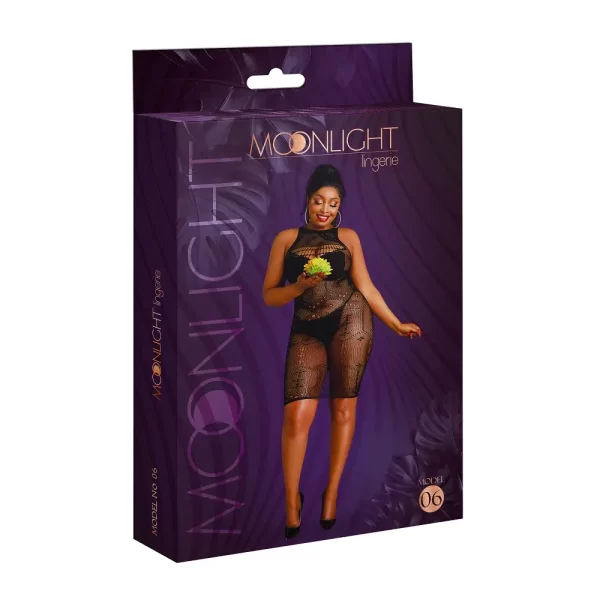 Moonlight Black Pattern Mini Dress Plus Size - Image 5