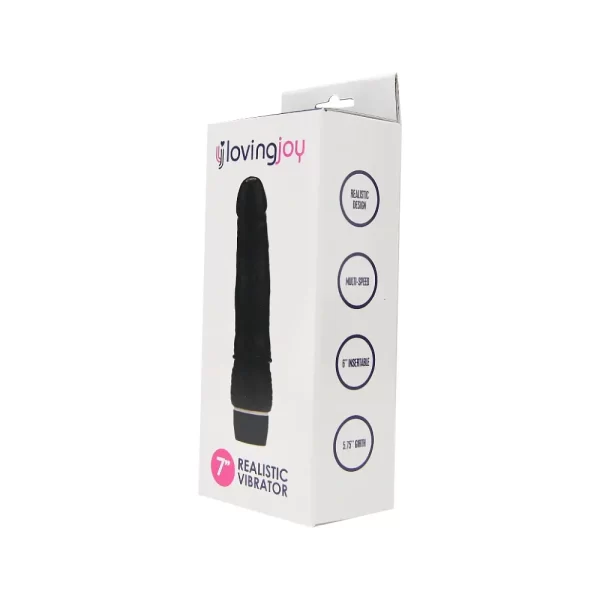 Loving Joy 7 inch Realistic Vibrator Black - Image 7