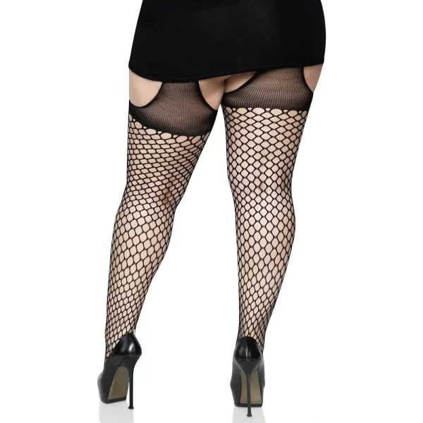 Leg Avenue Lace Oval Net Suspender Tights Plus Size - Image 4