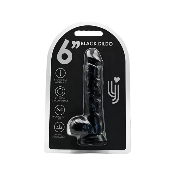 Loving Joy 6 Inch Dildo with Balls Black - Image 4
