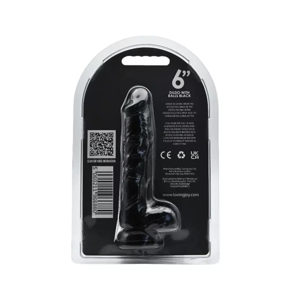 Loving Joy 6 Inch Dildo with Balls Black - Image 5