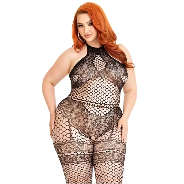 Leg Avenue Seamless Halter Bodystocking Plus Size - Image 2