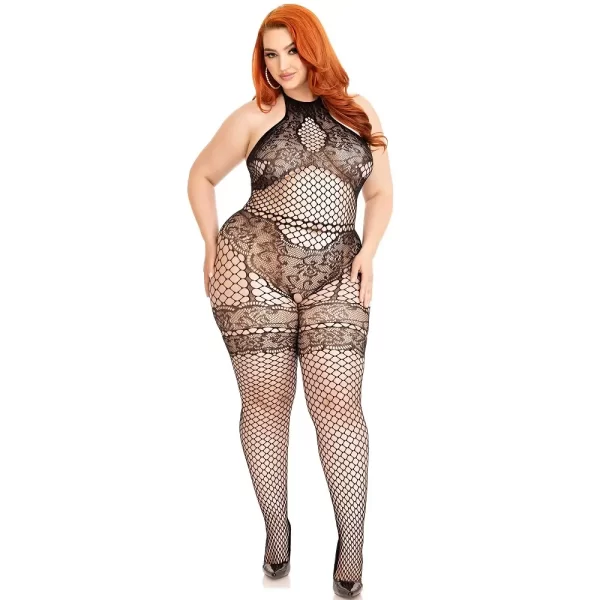 Leg Avenue Seamless Halter Bodystocking Plus Size - Image 4